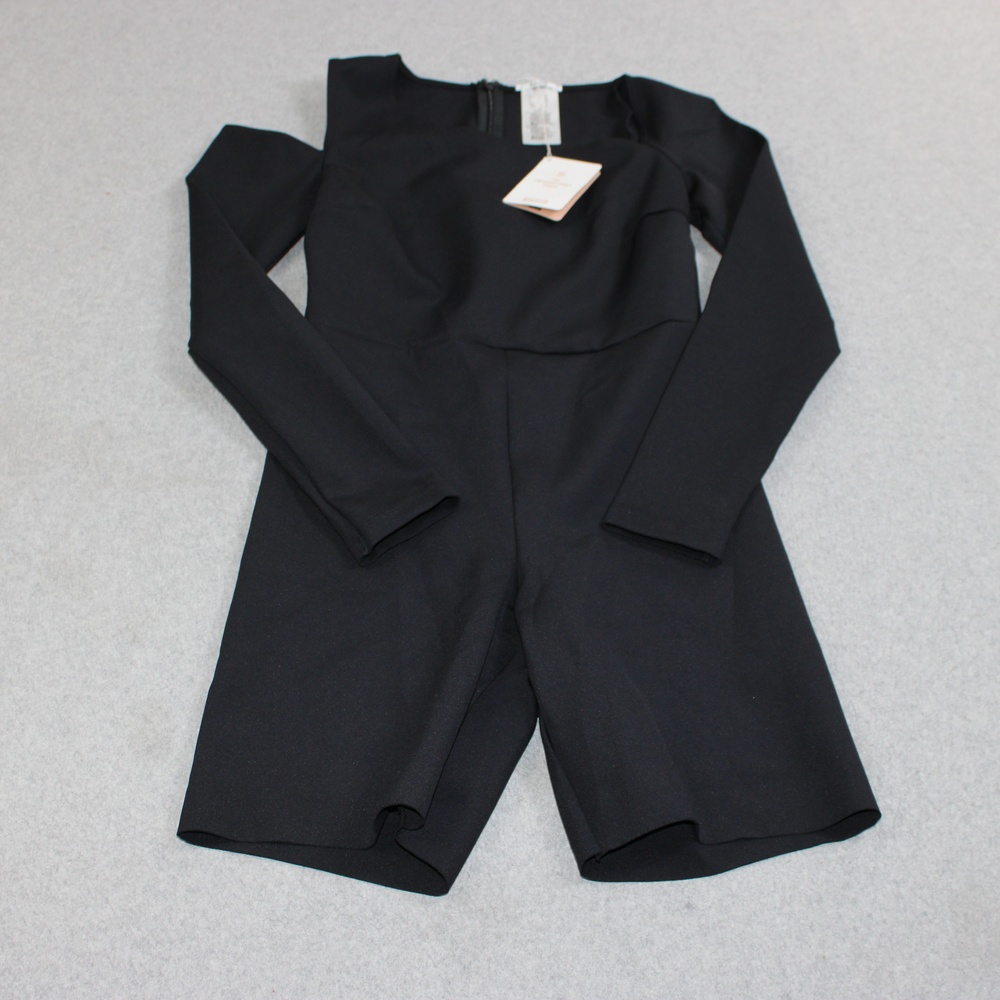 Wolford Warm Up Jumpsuit Women 6 Black Long Sleeve Square Neck Stretch Gym